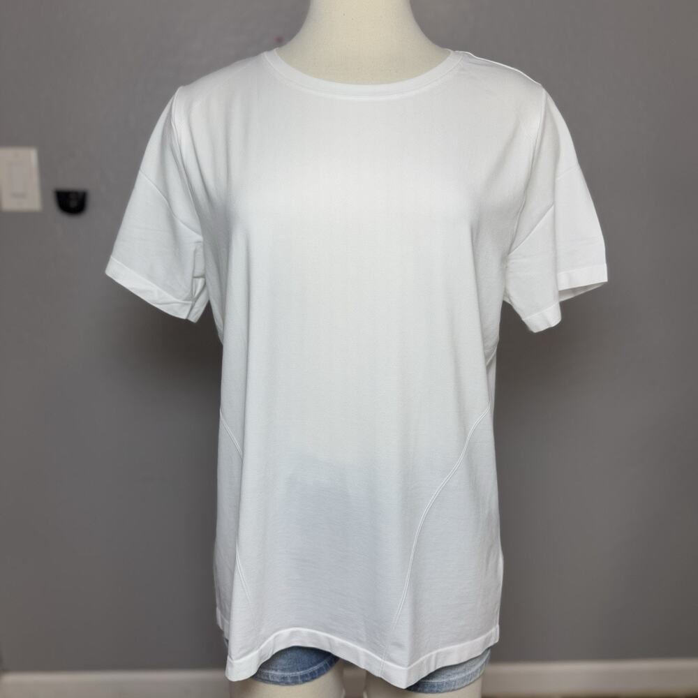 Fabletics Feather Tech + Short-Sleeve Top Shirt Classic White XL New
